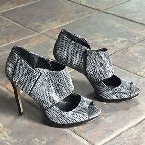 Calvin Klein snakeskin peep toe bootie